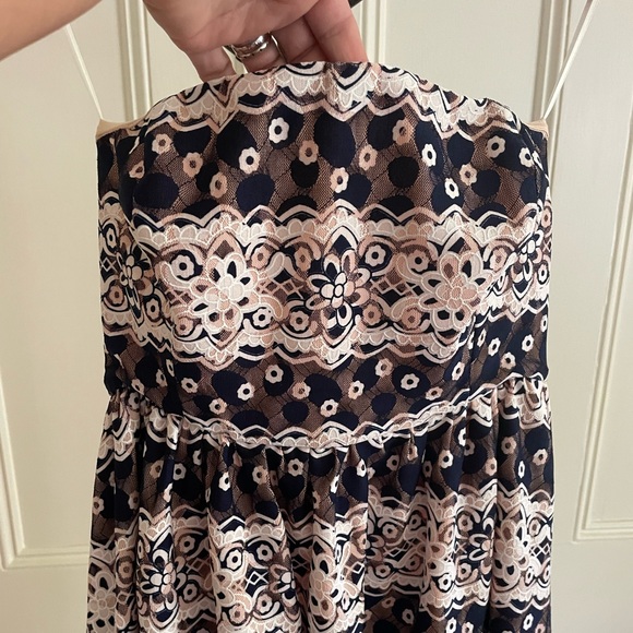 NWT Endless Rose Strapless Navy/Pink Lace Pattern Floral Dress. Size Small. - Picture 3 of 8
